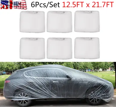 6X Plastic Disposable Car Cover With Elastic Band Clear Car Protective Cover USA • $40.32