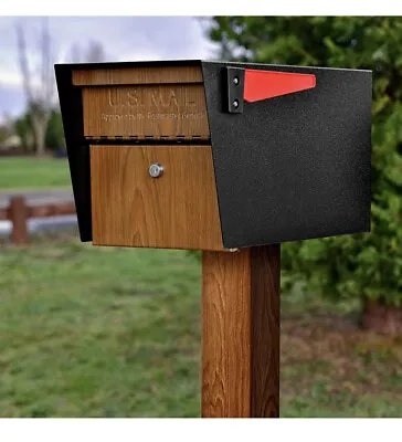 $135 • Buy New Mail Boss Mail Manager Curbside Wood Grain Locking Security Mailbox