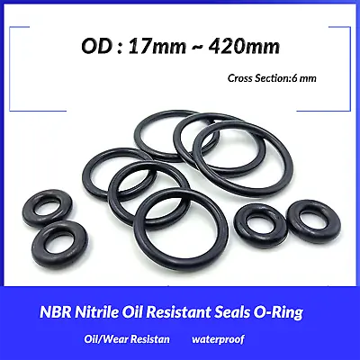 Metric O Rings Rubber Seals NBR 17mm-420mm Outside Diameter - 6mm Cross Section • £1.55