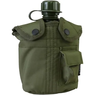 Military Water Bottle & Pouch I'm A Celeb Style KIDS CAMPING CANTEEN Army Camo • £9.45