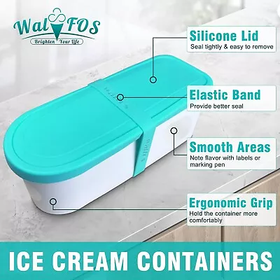 Walfos Ice Cream Containers - 1.6 Quart Each Reusable Homemade Ice Cream Tubs. • £9.72