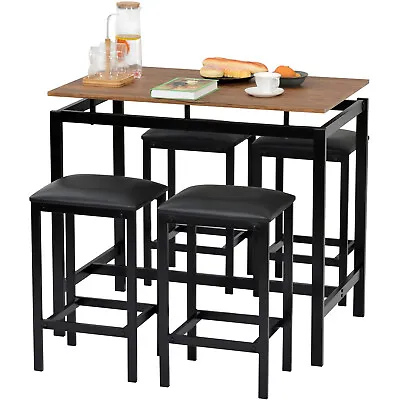£129.99 • Buy 5PCS High Table & Chair Set Bar Kitchen Dining Breakfast Furniture Padded Stools