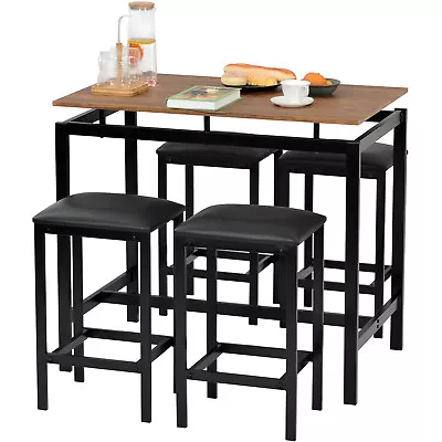 £129.99 • Buy 5PCS High Table & Chair Set Bar Kitchen Dining Breakfast Furniture Padded Stools