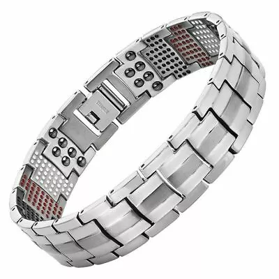 MENS MAGNETIC BIO ENERGY TITANIUM BRACELET 4in1 HEALTH ARTHRITIS PAIN RELIEF  • £29.99