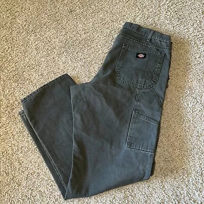 Vintage Dickies Jeans Men 38x34 Green Denim Canvas Straight Leg Pants Adult • $30