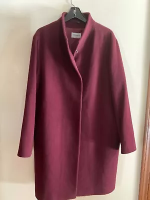 CINZIA ROCCA Icons Women’s 40” Long  Burgundy Wool Cashmere Coat Sz 16 NWOT  • $120