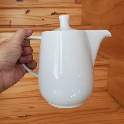 Vintage Melitta Germany White Porcelain Teapot Coffee Pot MCM No Drip Pour Spout • $44.99