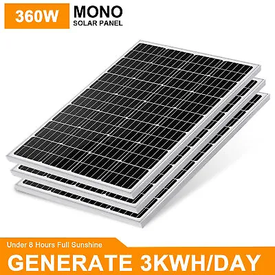 360W Mono Solar Panel 12V Off-Grid Solar System Set RV Trailer Camper Van 3x120w • £199.88