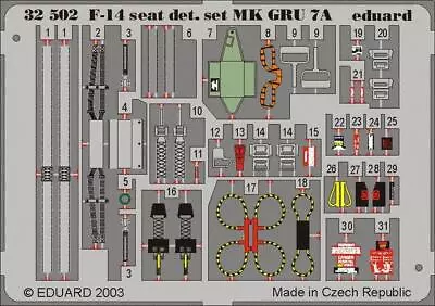 Eduard 32502 1/32 Aircraft- F14A Seat Detail Set GRU7A For Tamiya (Painted) • $26