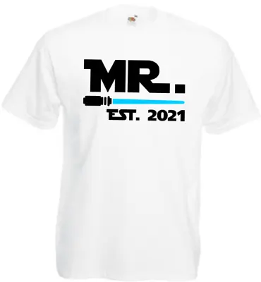 Mr And Mrs Matching Couple T Shirts Star Wars Est 2021 Wedding Honeymoon Gift  • £9.49