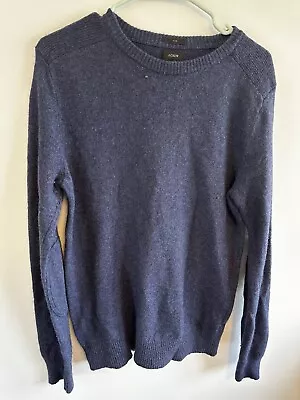 J Crew Slim Men’s Size Medium Sweater Wool With Elbow Patches Blue Wool Blend • $16.15
