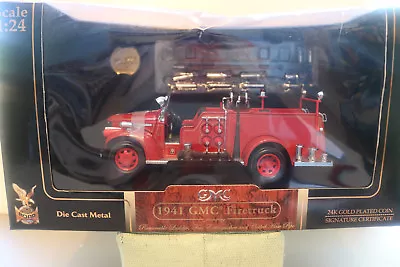 Yat Ming Road Signature 1941 GMC Firetruck 1:24 Scale W/24K Gold Plated Coin • $49.95