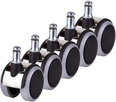 £9.99 • Buy 5 X 50 Mm Premium Quality Replacement Rubber Swivel Chair Caster Castor Wheels