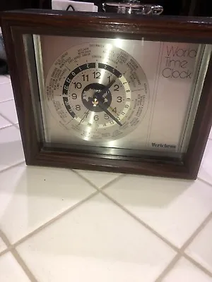 Verichron World Time Clock Wooden Mantel Shelf Clock • $39.99
