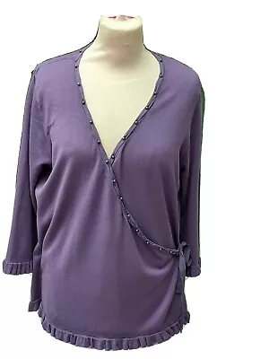 £8.99 • Buy Kaliko Light Purple Wrapover Cardigan Top Beaded Detail Sz 18