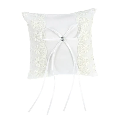 £8.67 • Buy  15*15cm Lace Flower Decorated Bridal Wedding Ceremony Pocket Ring Bearer Pillow