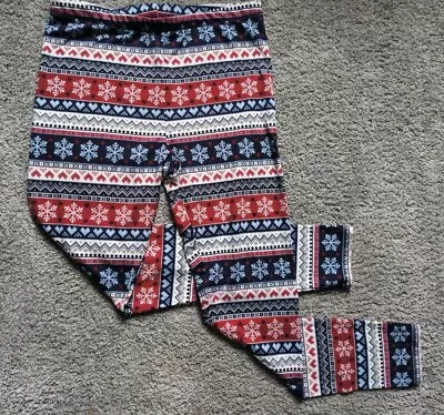 Climate Right Cuddl Duds Red White & Blue Nordic Print Pants Leggings Size M • $12.99