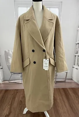 $79.95 • Buy ZARA Women’s CAMEL Brown OVERSIZE COAT Double Breasted Size Medium