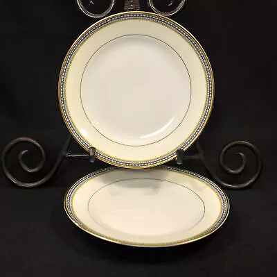 Noritake Marseilles Set Of 2 Dessert Plates 1918-1921+ Yellow Blue Bands W/Gold • $24.98