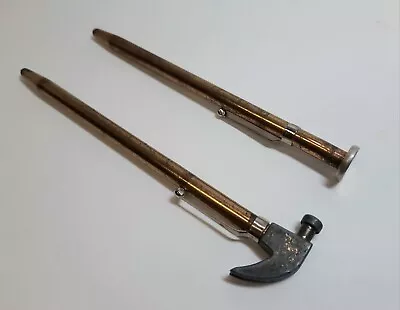 Vintage Hammer & Nail Pen Set Gold Metal Tools Collectible Writing Implements • $16.95