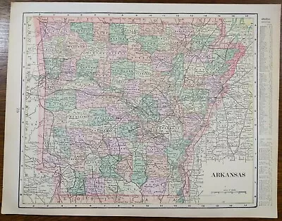 Vintage 1901 ARKANSAS Map 11 X14  ~ Old Antique Original HAMBURG MONTICELLO AR • $23.74