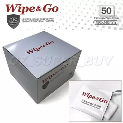 Wipe & Go 50~250pc (19x14cm) Hospital Grade Surface 70% IPA Alcohol Wipes Bulk • $15.85