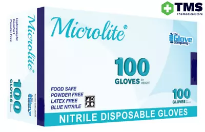 MICROLITE Powder Free Blue Nitrile Exam Gloves Box/100 • $12.99