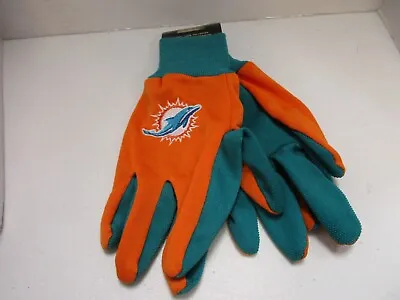 Miami Dolphins Raised Large Team Logo NFL Sport Utility Gloves Adult NEW • $6.99