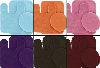 3pc Bathroom Set Rug Contour Mat And Lid Cover Non Slip Super Soft Chenille #6 • $17