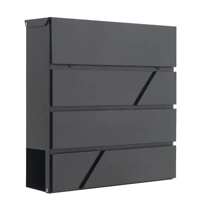 Letter Post Box Large Mail Box Steel Lockable Outdoor Wall Mounted Mailbox Black • £33.99