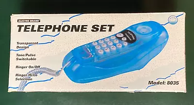 Vintage Electro Brand 80s 90s Blue Transparent Telephone Set New In Box • $28.95