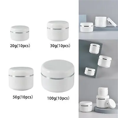 10Pcs Round Pot Jars Empty  Containers With Lid For Creams Toiletries Liquid • £6.01