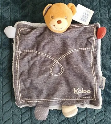 Kaloo Blue Denim Teddy Bear Comforter Blankie Doudou Puppet New No Box • £7