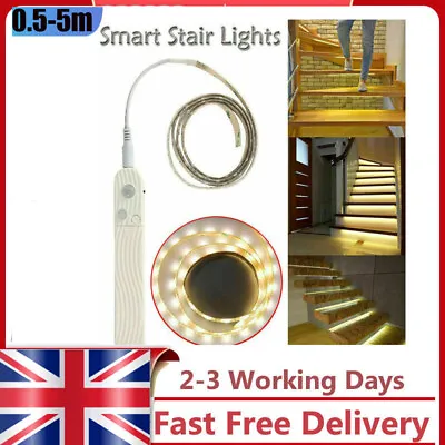 PIR Motion Sensor LED Strip Light Battery Powered Stair Closet Cabinet Home Lamp • £7.83