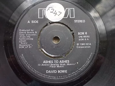 David Bowie - Ashes To Ashes / Move On - EX- 45 - RCA BOW  6 - BLACK 4 Prong • £2.99