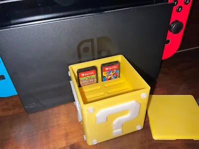 Mario Question Block Nintendo Switch Game Storage Holder Yellow 8 Cartridge Hold • £6.45