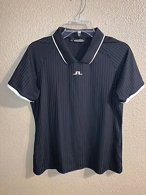 Euc Womens L Lg Large J. Lindeberg Sevina Golf Polo Shirt Black & White • $39.99