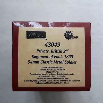 W Britain 43049 54mm Metal Soldier - Private 2nd Regiment Of Foot 1855 • £21.50