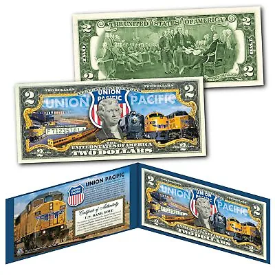 UNION PACIFIC Train Company GE Locomotive Railroad U.S. $2 Bill - WORLDS LARGEST • £15.39