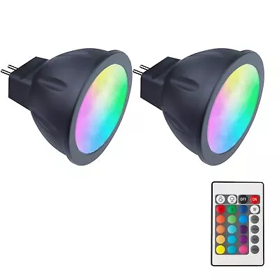RGB MR11 Colour Changing LED Bulbs With Remote Control Warm White + Multi Co... • $31.16