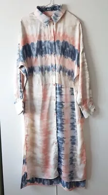 Missguided Oversized Long Shirt Dress With Side Splits & Tie Die Design Size 8 S • £9.99