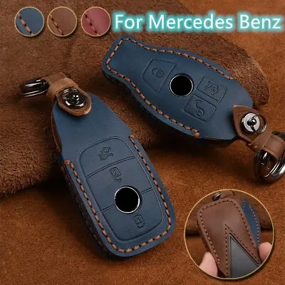 Leather Remote Car Key Fob Case Cover Holder For Mercedes Benz W204 W212 W213 C • $15.79