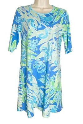 Ana Clare Womens Size M Mini Dress Ethyl Swing Sea Critters Print 3/4 Sleeve • $34.99