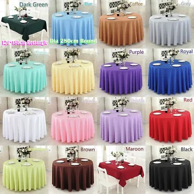 Plain Tablecloth Table Cover Cloth Banquet Wedding Party Rectangle Round Fabric • £40.09