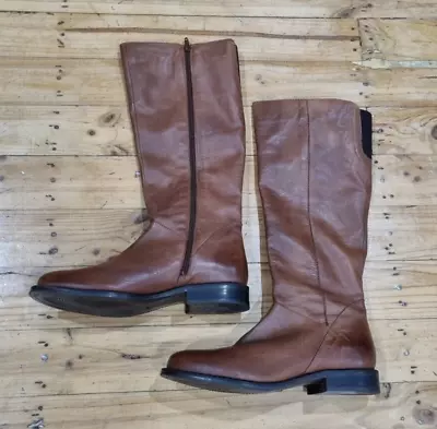 Womens EOS Tan Leather Tall Boots Size 42 / 11-11.5 • $90