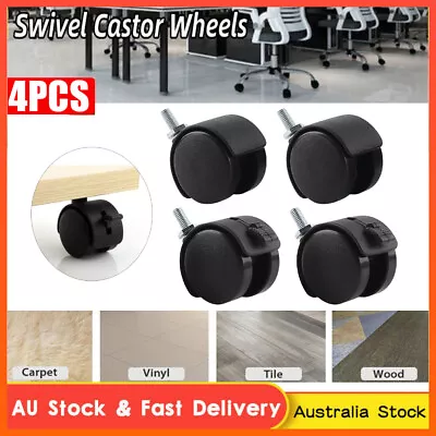 Set Of 4 Office Chair Caster Rubber Swivel Wheels Replacement Heavy Duty AU • $10.35