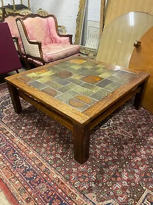 Large 1970s Danish Rosewood & Ceramic Coffee Table By Tue Poulsen 120cm Sq • £295