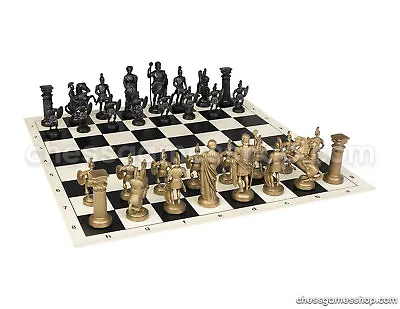 Roman Chess Set - Chess Board Black/White- Size 173  + Roman Chess Pieces 375  • $46.99