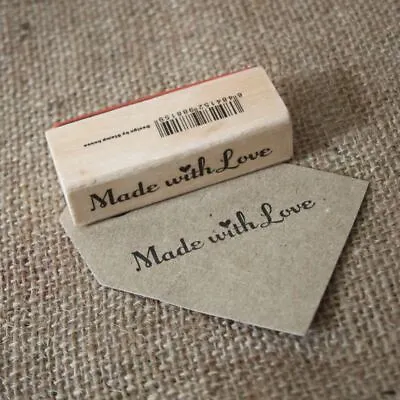 Made With Love Wooden Rubber Stamp | Greetings Handmade Scrapbook Favour Tags • £5.95