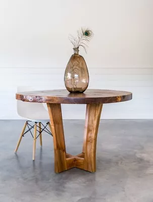 Black Walnut Live Edge Round Dining Table | Wood Base | Handmade • $170.10